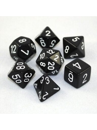Chessex: Black w/white 7-Die Set (Kauliukai)