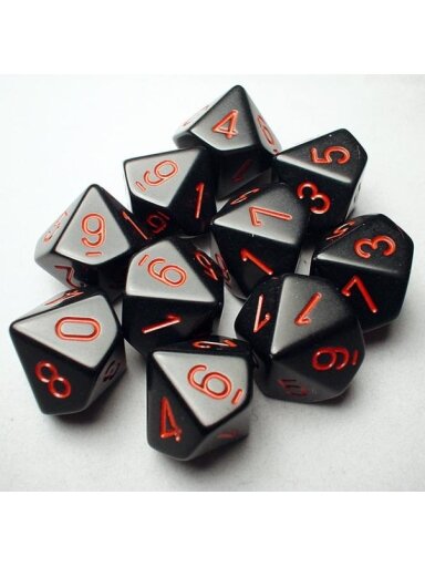 Chessex Ten d10 Set - Black/red