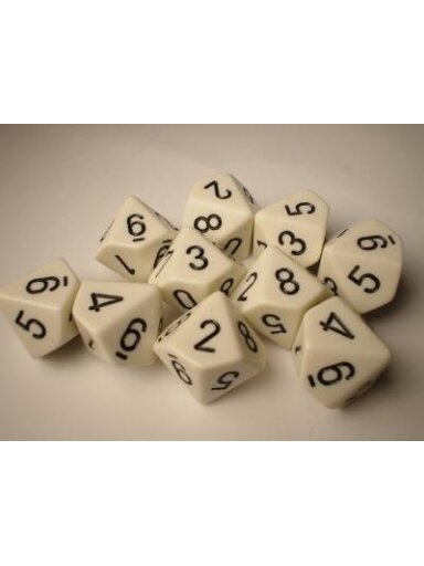 Chessex Ten d10 Set - White/black