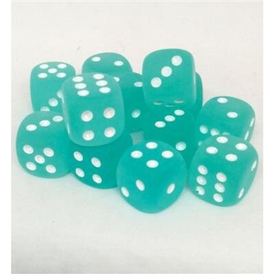 Chessex Gemini 16mm d6 with pips Dice Blocks (12 Dice) - Frosted Teal w/white Chessex Gemini 16mm d6 with pips Dice Blocks (12 Dice) - Frosted Teal w/white