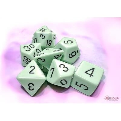 Chessex Opaque Pastel Green/black Polyhedral 7-Dice Set (Dice) Chessex Opaque Pastel Green/black Polyhedral 7-Dice Set (Dice)