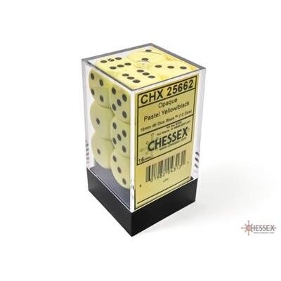 Chessex Opaque Pastel Yellow/black 16mm d6 Dice Block (12 dice) (Dices) Chessex Opaque Pastel Yellow/black 16mm d6 Dice Block (12 dice) (Dices)