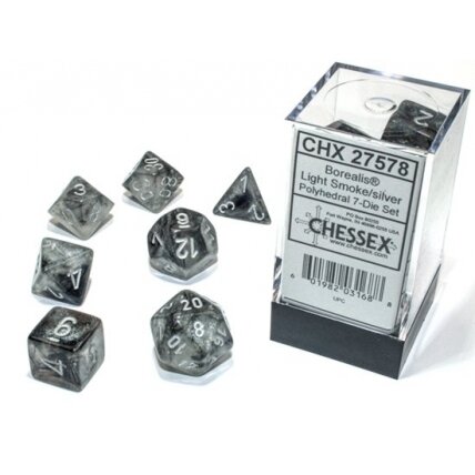 Chessex Borealis Polyhedral Light Smoke/silver Luminary 7-Die Set (Dice) Chessex Borealis Polyhedral Light Smoke/silver Luminary 7-Die Set (Dice)
