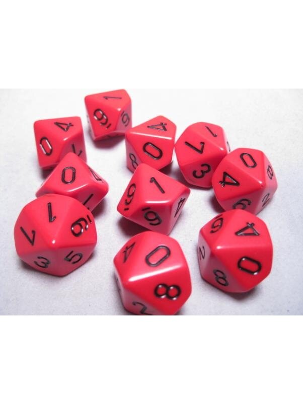 Chessex Ten d10 Set - Red/black