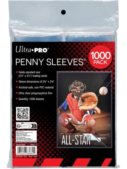 Clear Card Sleeves for Standard Size Trading Cards - 2.5" x 3.5" (1000 įmaučių) Clear Card Sleeves for Standard Size Trading Cards - 2.5" x 3.5" (1000 įmaučių)