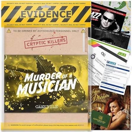 Cryptic Killers Murder of a Musician Board Game Cryptic Killers Murder of a Musician Board Game