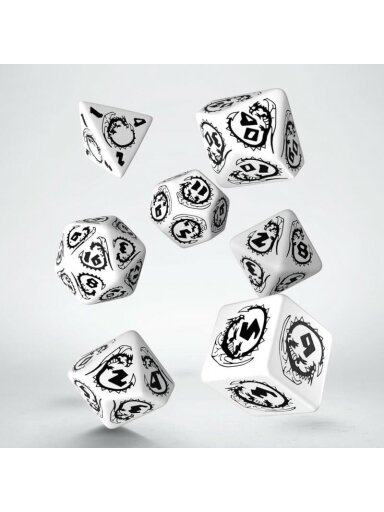 Dragons White & Black Dice Set (7) (Kauliukai)