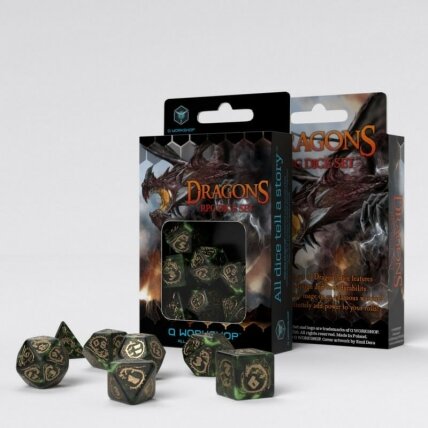 Dragons Bottle Green & Gold Dice Set (7) (Dice) Dragons Bottle Green & Gold Dice Set (7) (Dice)