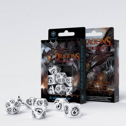 Dragons White &amp; Black Dice Set (7)