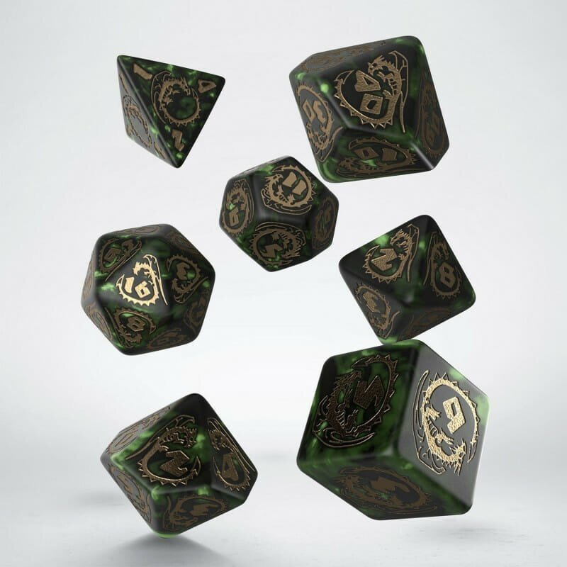 Dragons Bottle Green & Gold Dice Set (7) (Dice) 1 Dragons Bottle Green & Gold Dice Set (7) (Dice) 1