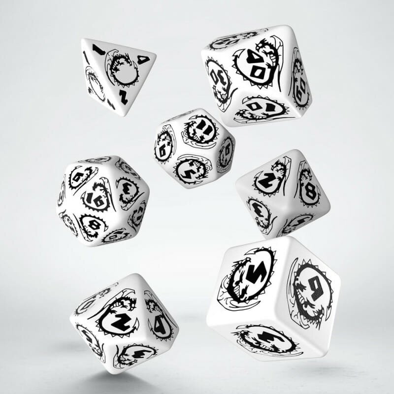 Dragons White &amp; Black Dice Set (7) 1