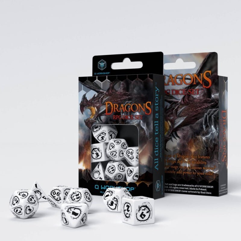 Dragons White &amp; Black Dice Set (7)