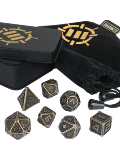 ENHANCE Tabletop RPGs 7pc DnD Metal Dice Set with Case and Dice Bag (Kauliukai) ENHANCE Tabletop RPGs 7pc DnD Metal Dice Set with Case and Dice Bag (Kauliukai)
