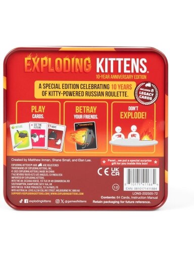 Exploding Kittens Tin 10th Year Anniversary (New Edition) Stalo Žaidimas