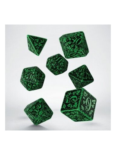 Forest 3D Green & black Dice Set (7) (Kauliukai)