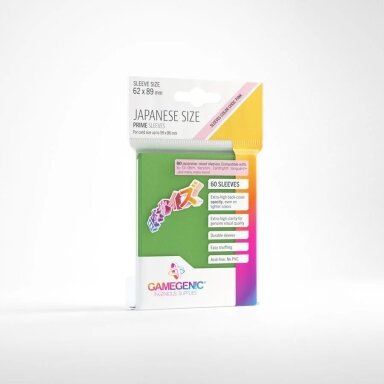 Gamegenic - PRIME Japanese Sized Sleeves Green (60 Sleeves)