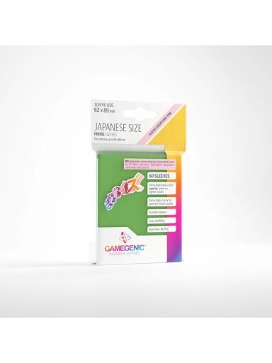 Gamegenic - PRIME Japanese Sized Sleeves Green (60 Įmaučių)