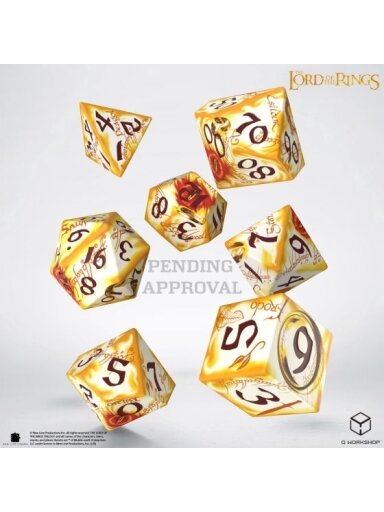 The Lord of the Rings: Ring-bearers – Full Art Dice Set - Whitefire Radiance kauliukai The Lord of the Rings: Ring-bearers – Full Art Dice Set - Whitefire Radiance kauliukai