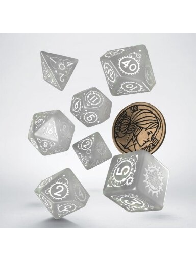 The Witcher Dice Set Ciri - The Lady of Space and Time (7 & unique coin) (Kauliukai)