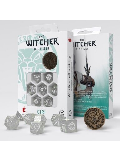 The Witcher Dice Set Ciri - The Lady of Space and Time (7 & unique coin) (Kauliukai)