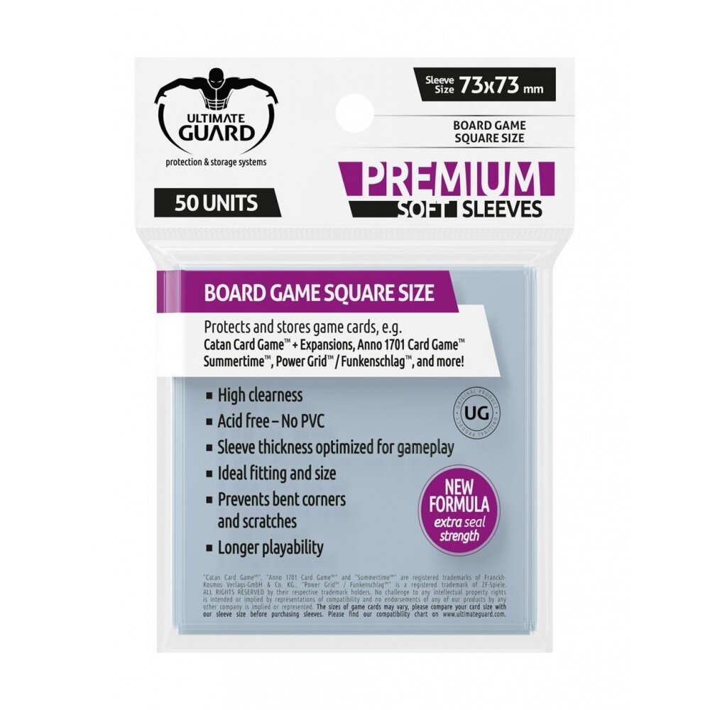 Ultimate Guard Premium Soft Sleeves for Board Game Cards Square (50 Įmaučių)