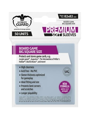 Ultimate Guard Premium Soft Sleeves for Board Game Cards Big Square (50 Įmaučių)