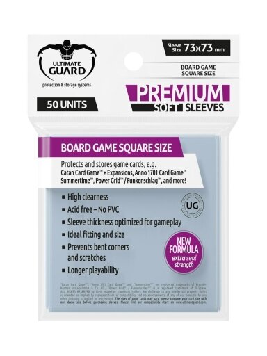 Ultimate Guard Premium Soft Sleeves for Board Game Cards Square (50 Įmaučių)