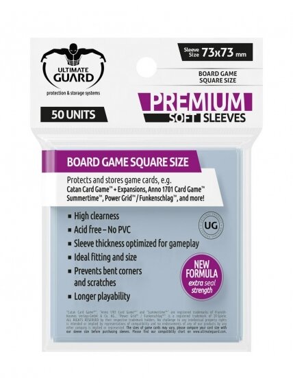Ultimate Guard Premium Soft Sleeves for Board Game Cards Square (50 Įmaučių) Ultimate Guard Premium Soft Sleeves for Board Game Cards Square (50 Įmaučių)