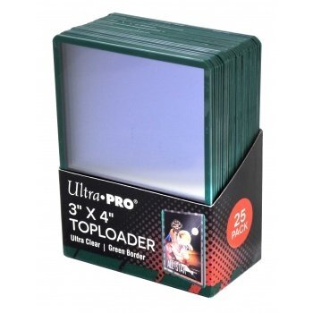 UP - Toploader - 3" x 4" Green Border (25 pieces)