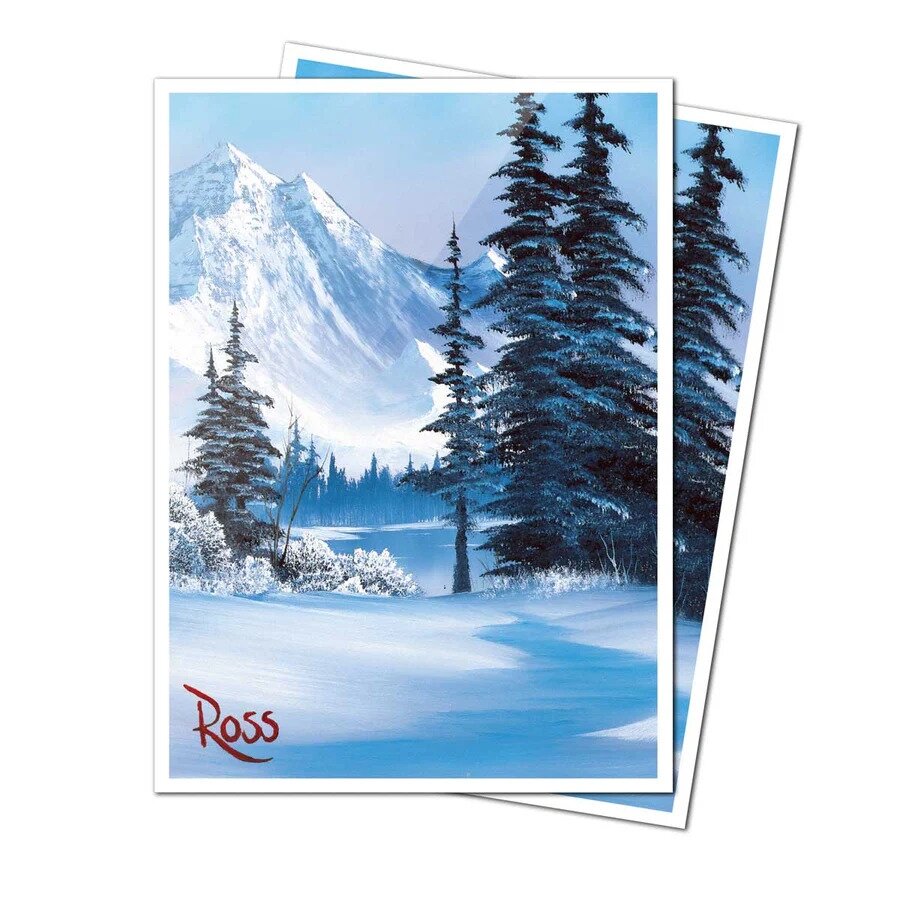 UP - Bob Ross - Winter Paradise 105ct APEX Deck Protector Sleeves for Tabletop Gaming 1 UP - Bob Ross - Winter Paradise 105ct APEX Deck Protector Sleeves for Tabletop Gaming 1
